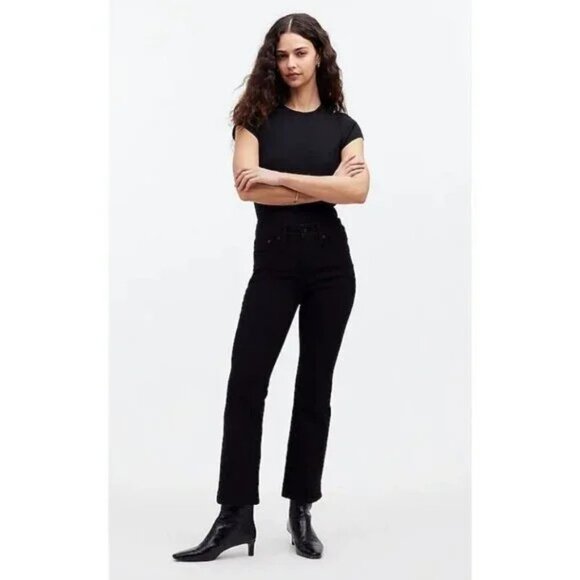 Madewell Kick Out Crop Black Jean size 31P - Picture 1 of 7